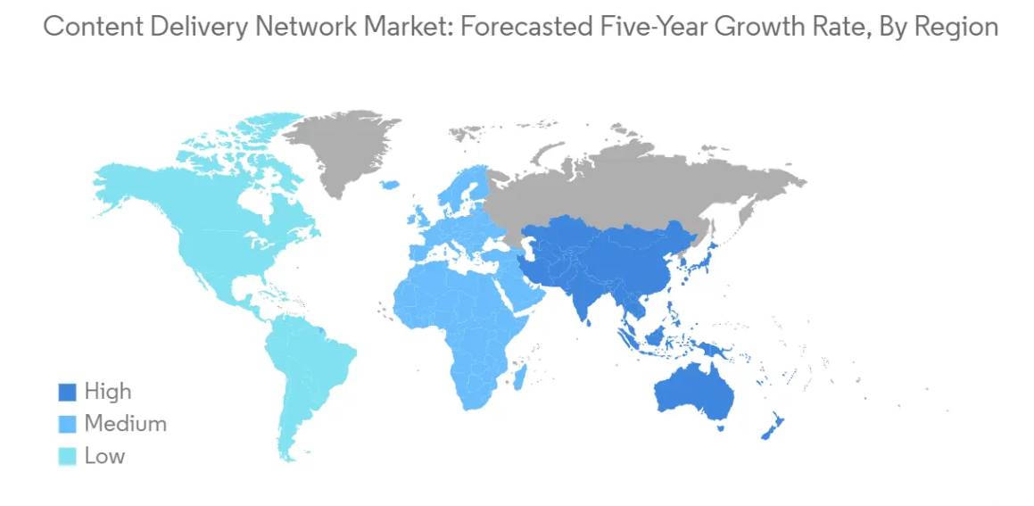 Market Analysis of Content Delivery Network (CDN) Market: Forecasted Growth Rate by Region